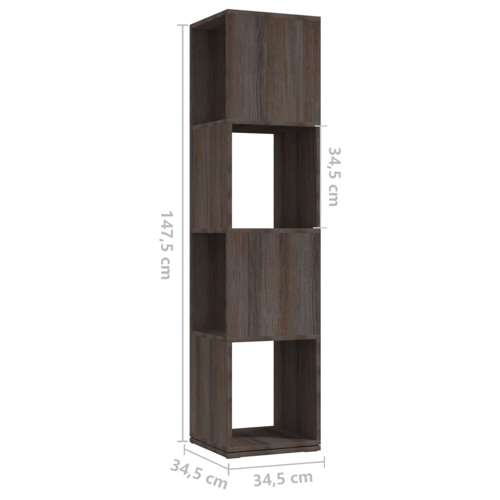 Otočná skříňka šedá a dub sonoma 34,5x34,5x147,5 cm dřevotříska