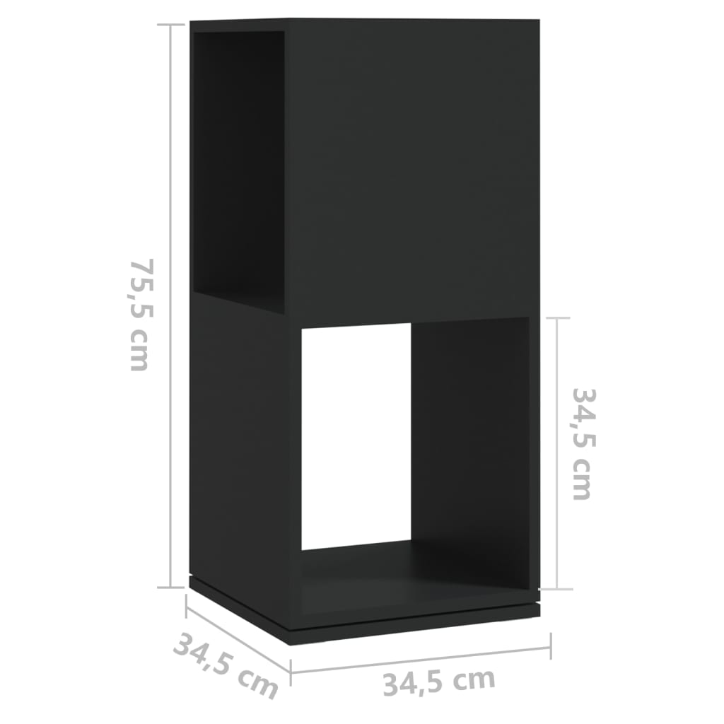 Fekete forgácslap forgószekrény 34,5 x 34,5 x 147,5 cm 