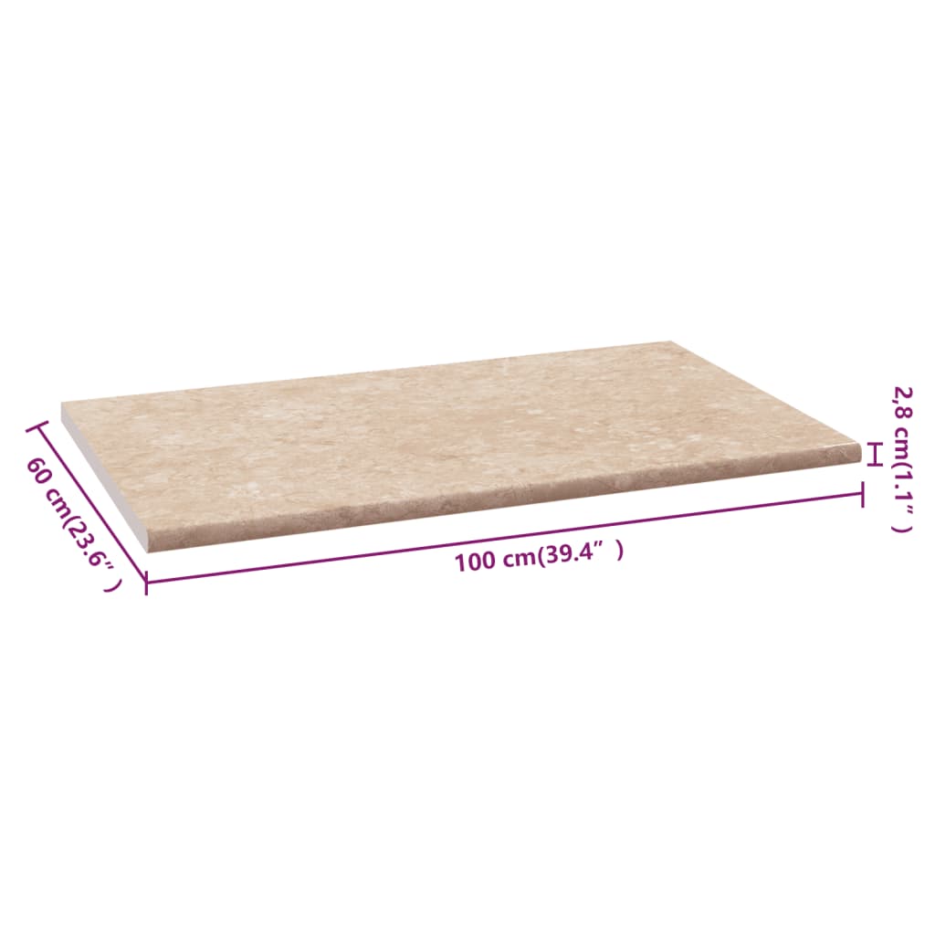 Bézs forgácslap márványtextúrájú konyhapult 100 x 60 x 2,8 cm 