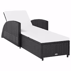 vidaXL lamamistool kreemjasvalge padjaga, pol&uuml;rotang, must