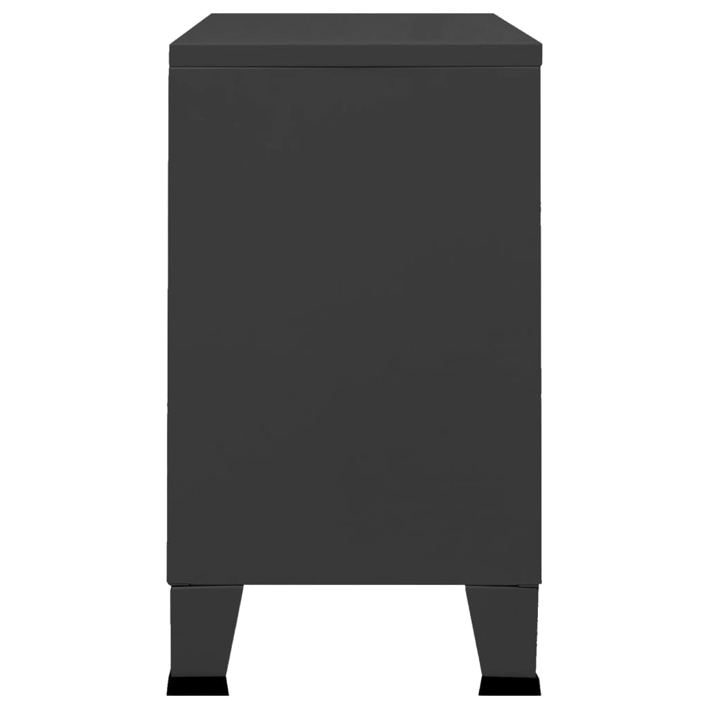 Šoninė spintelė, juoda, 105x35x62cm, metalas ir stiklas | Stepinfit.lt