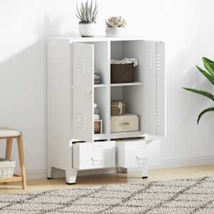 Industrijska garderobna omara bela 67x35x107 cm jeklo