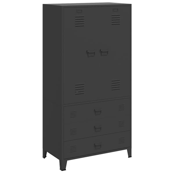vidaXL industriaalne garderoob, must, 90 x 50 x 180 cm, metall