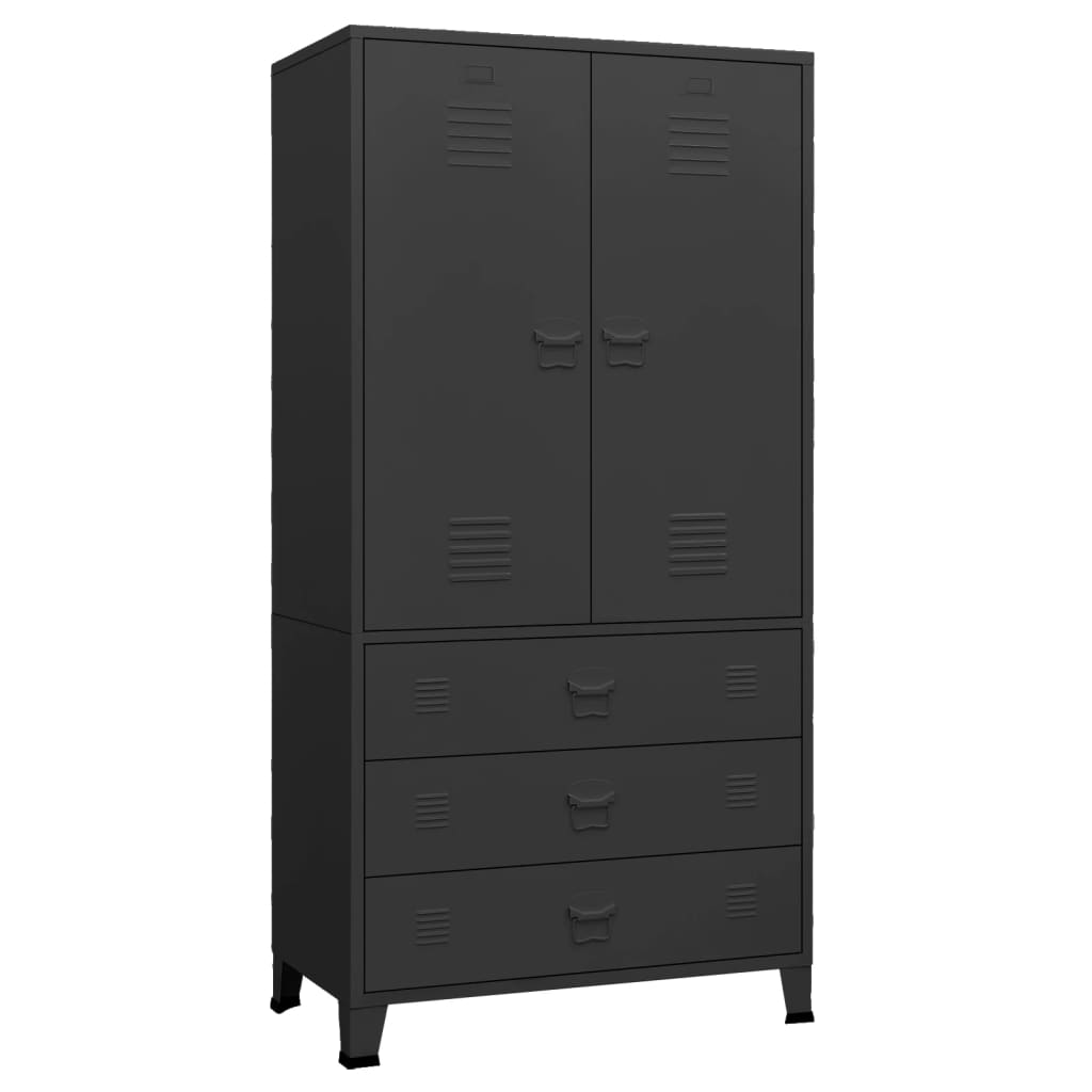 

vidaXL Industrial Wardrobe Black 35.4"x19.7"x70.9" Metal