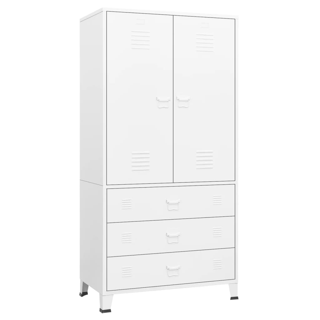 

vidaXL Industrial Wardrobe White 35.4"x19.7"x70.9" Metal