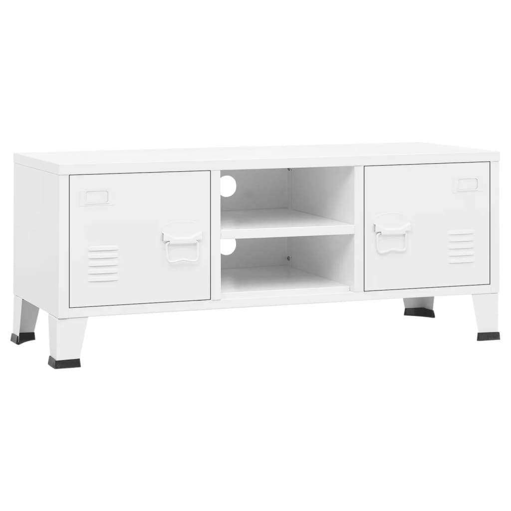 Image of vidaXL Industrial TV Cabinet White 105x35x42 cm Metal