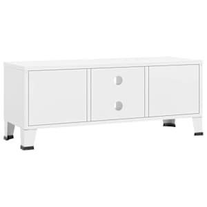 Industriální TV skříňka bílá 105 x 35 x 42 cm kov - obrázek 5