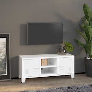 Industriální TV skříňka bílá 105 x 35 x 42 cm kov