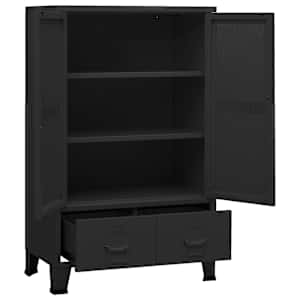Industriální úložná skříň černá 70 x 40 x 115 cm kov - obrázek 6