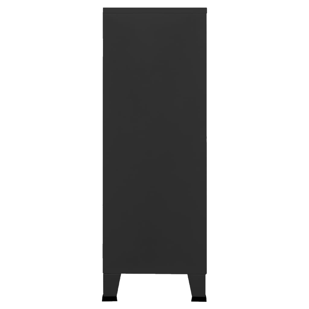 Fekete fém ipari irattartó szekrény 75 x 40 x 115 cm 