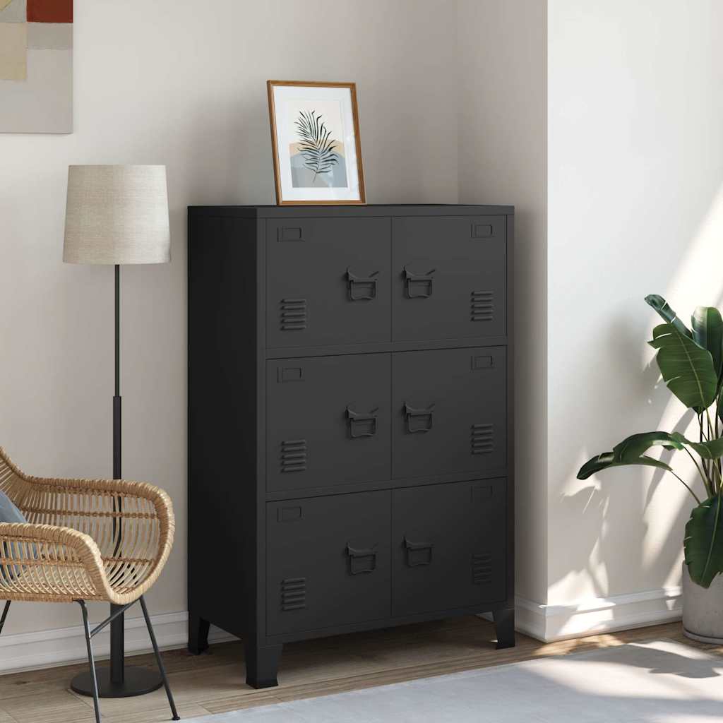vidaXL Индустриален скрин за съхранение черен 75x40x115 cм метал