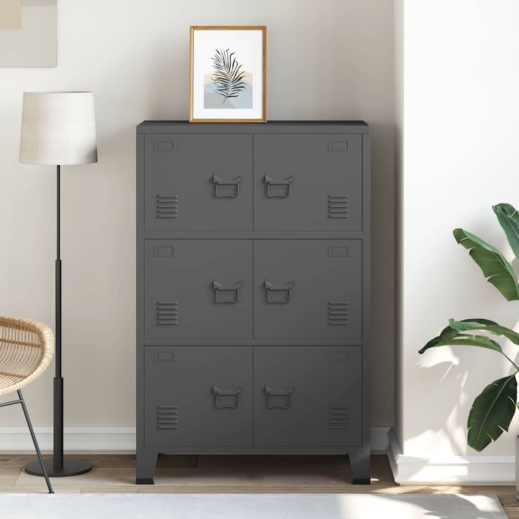 vidaXL antracitszürke fém ipari tárolószekrény 75 x 40 x 115 cm
