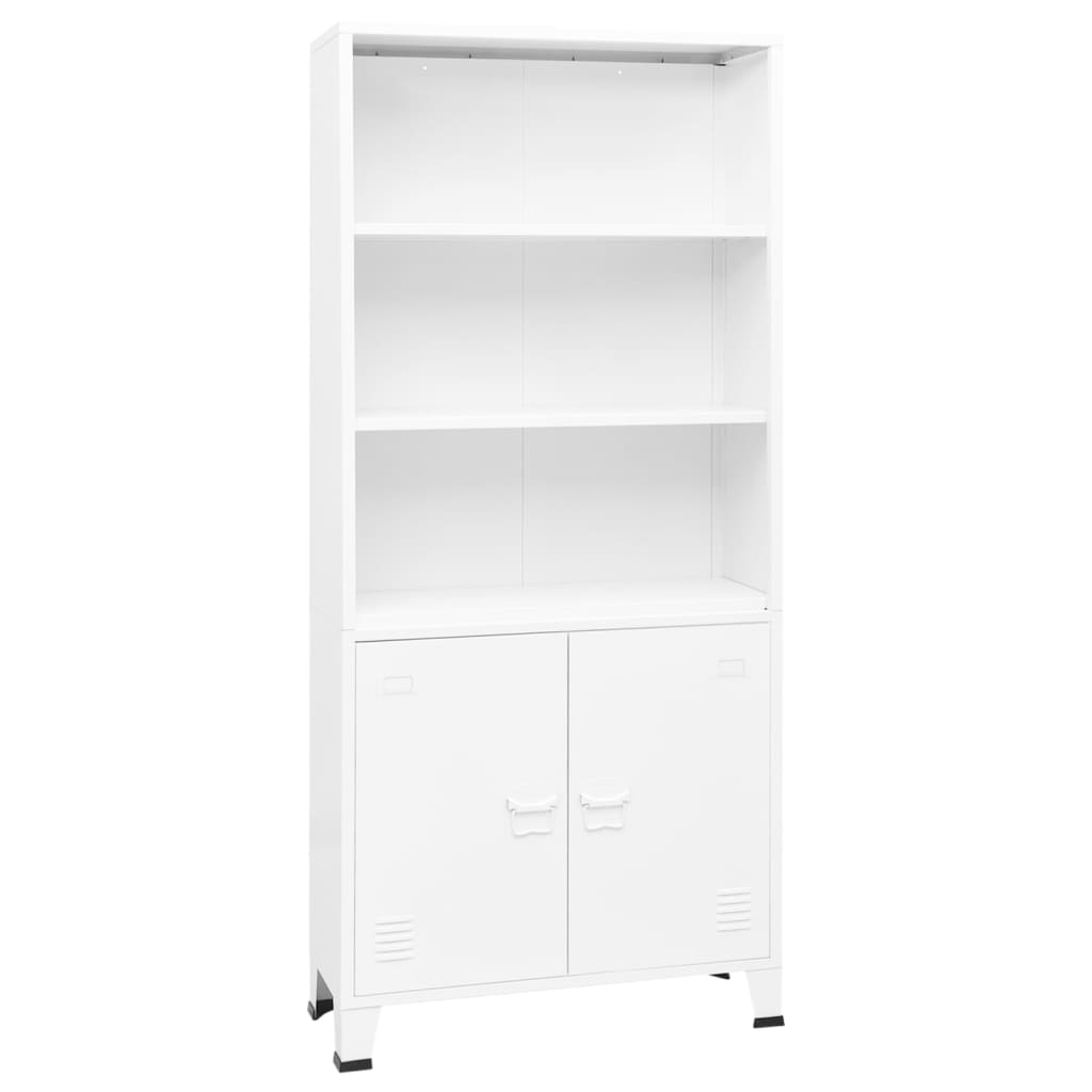 Bücherregal im Industrie-Stil Weiß 80x32x180 cm Stahl kaufen