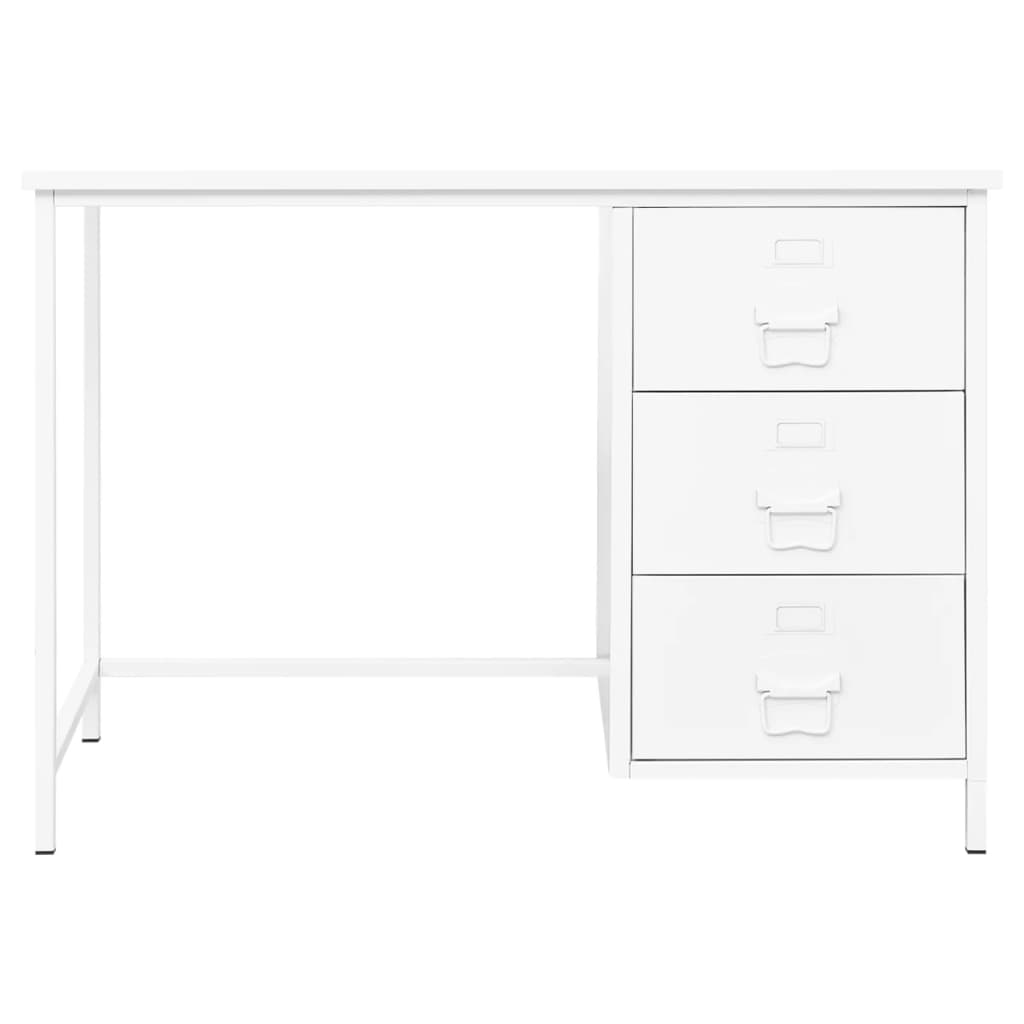 

vidaXL Bureau industrieel met lades 105x52x75 cm staal wit