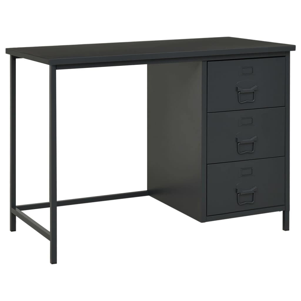 vidaXL Industrial Desk with Drawers Anthracite 105x52x75 cm Steel