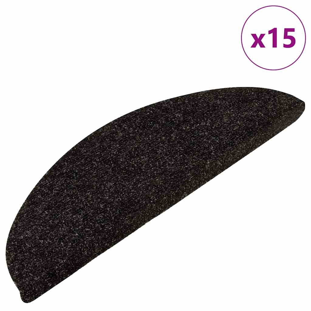 vidaXL Samolepicí nášlapy na schody 15 ks 56x17x3 cm antracitové