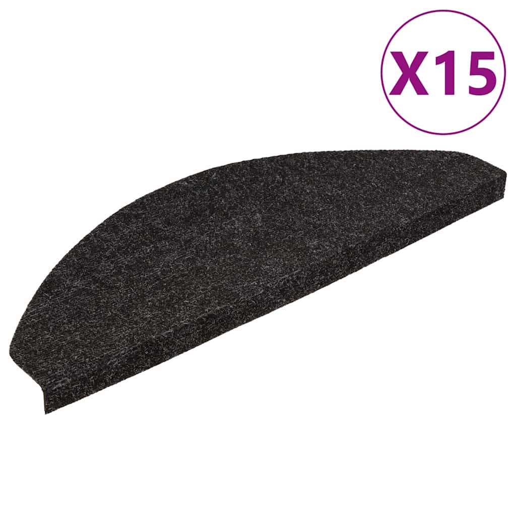 vidaXL Samolepicí nášlapy na schody 15 ks 56x17x3 cm černé