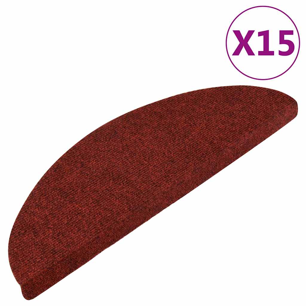 vidaXL Samolepicí nášlapy na schody 15 ks 56x17x3 cm červené
