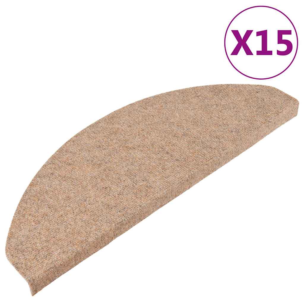 Tapis D'escalier Autocollants 15 Pcs 65x26 Cm Beige VidaXL 13 width=274