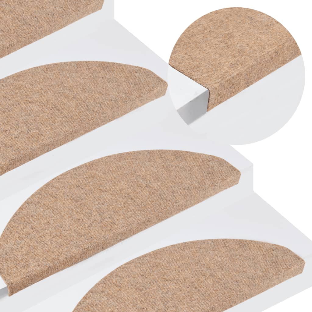 Lipnūs laiptų kilimėliai, 15vnt., smėlio spalvos, 65x26cm | Stepinfit.lt