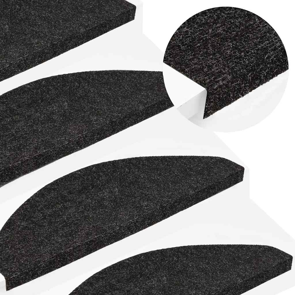 Tapis d'escalier autocollants 15 pcs 65x22,5x3,5 cm Anthracite