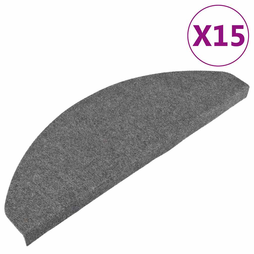 vidaXL Samolepicí nášlapy na schody 15 ks 65x22,5x3,5 cm šedé