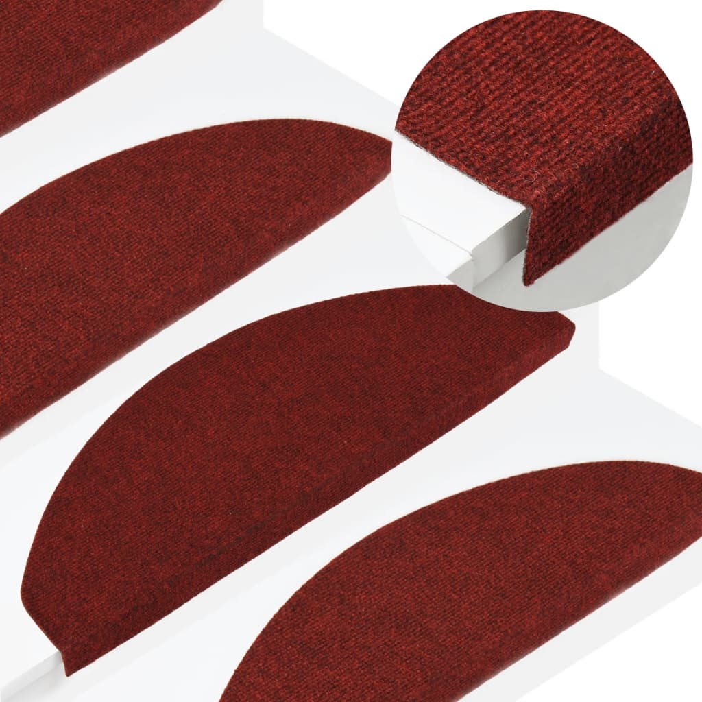 Lipnūs laiptų kilimėliai, 15vnt., raudonos spalvos, 65x26cm | Stepinfit.lt