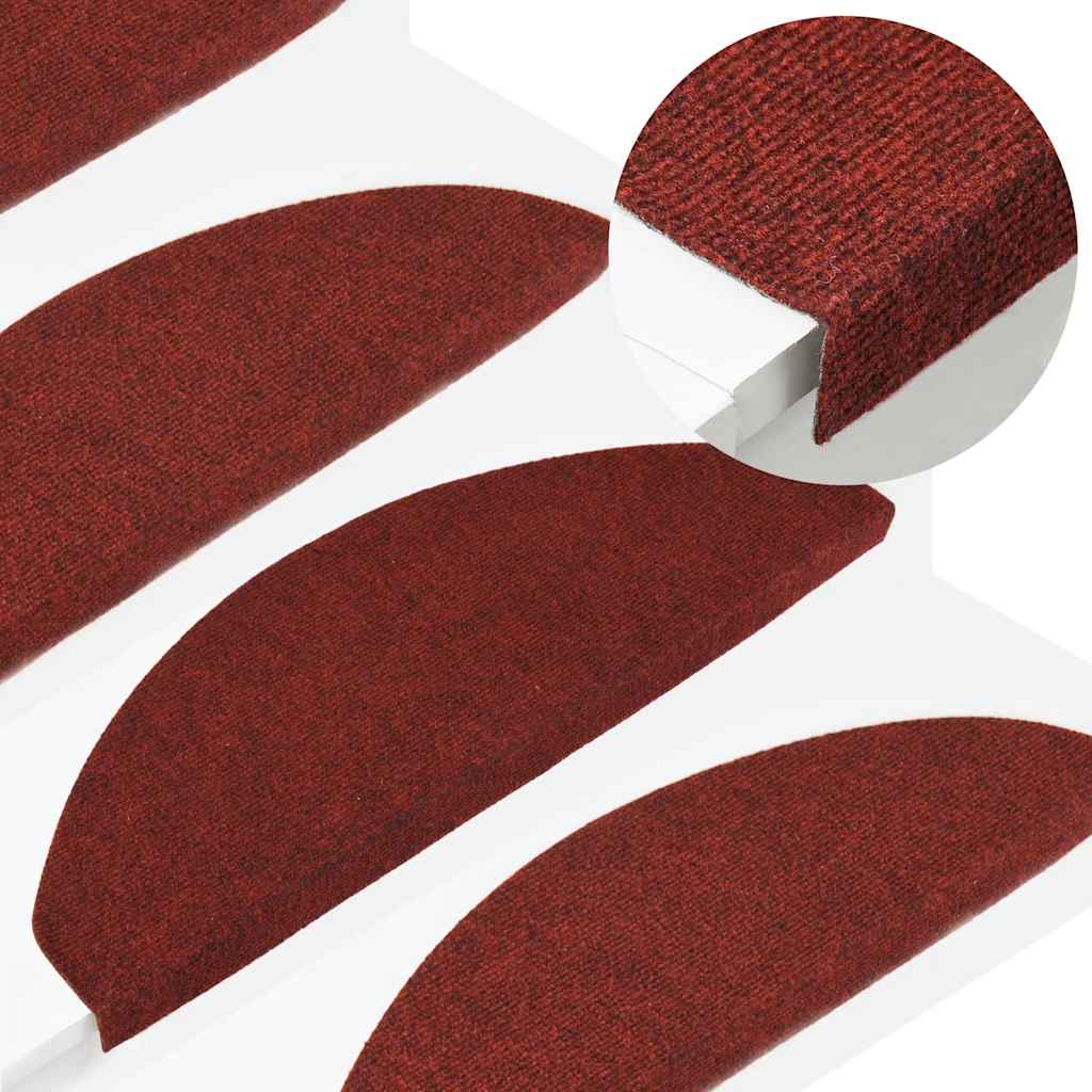 Tapis d'escalier autocollants 15 pcs 65x22,5x3,5 cm Rouge