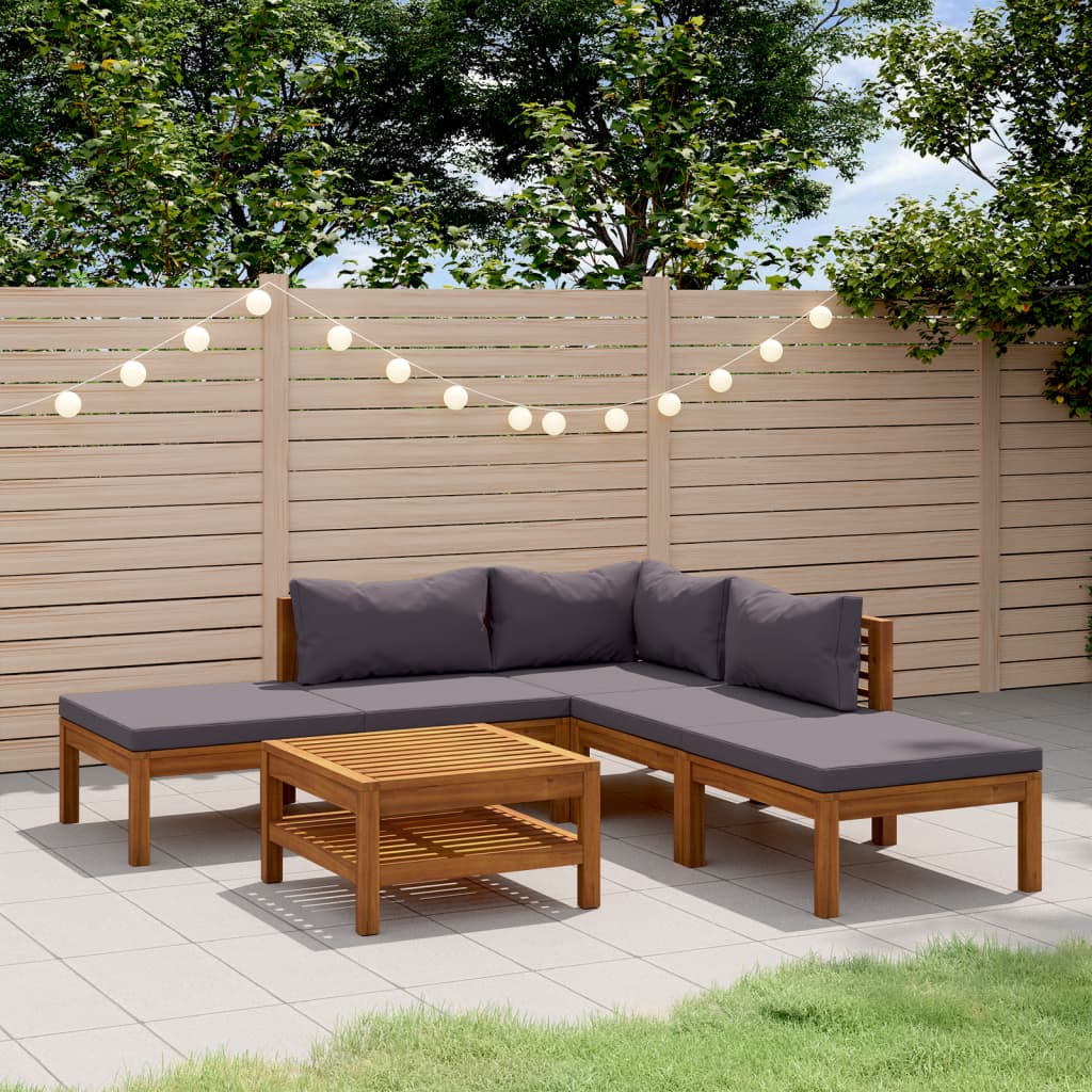 vidaXL 6-tlg. Garten-Lounge-Set mit Auflage Massivholz Akazie