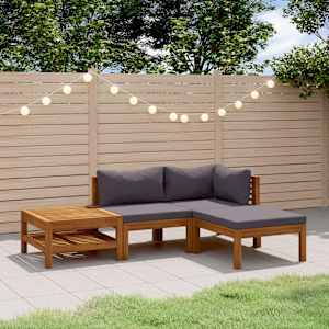 Vrtna sedežna garnitura 4-delna z blazinami trden akacijev les