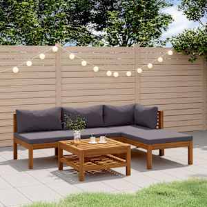 Vrtna sedežna garnitura 5-delna z blazinami trden akacijev les