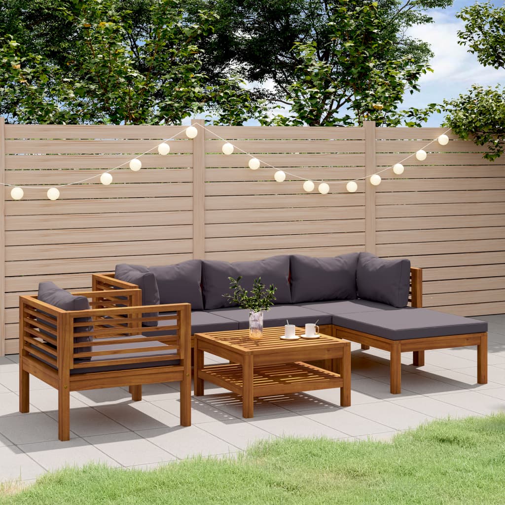 vida XL 6-tlg. Garten-Lounge-Set mit Auflage Massivholz Akazie