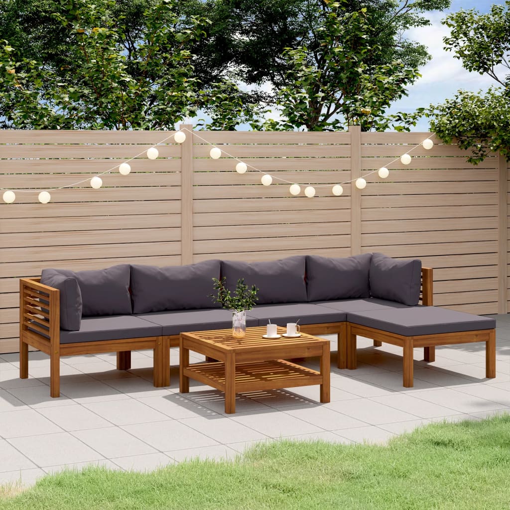 vidaXL 6-tlg. Garten-Lounge-Set mit Auflage Massivholz Akazie