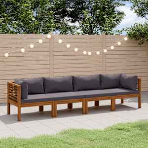 Vrtni kavč štirised z blazinami trden akacijev les