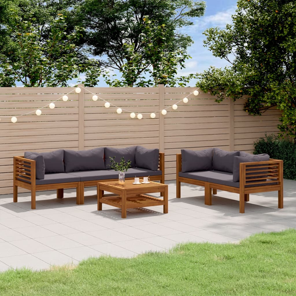 vida XL 6-tlg. Garten-Lounge-Set mit Auflage Massivholz Akazie