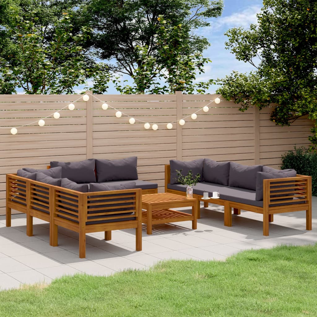 vidaXL 9-tlg. Garten-Lounge-Set mit Kissen Massivholz Akazie