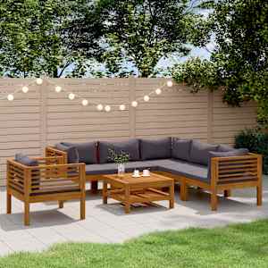 Vrtna sedežna garnitura 7-delna z blazinami trden akacijev les
