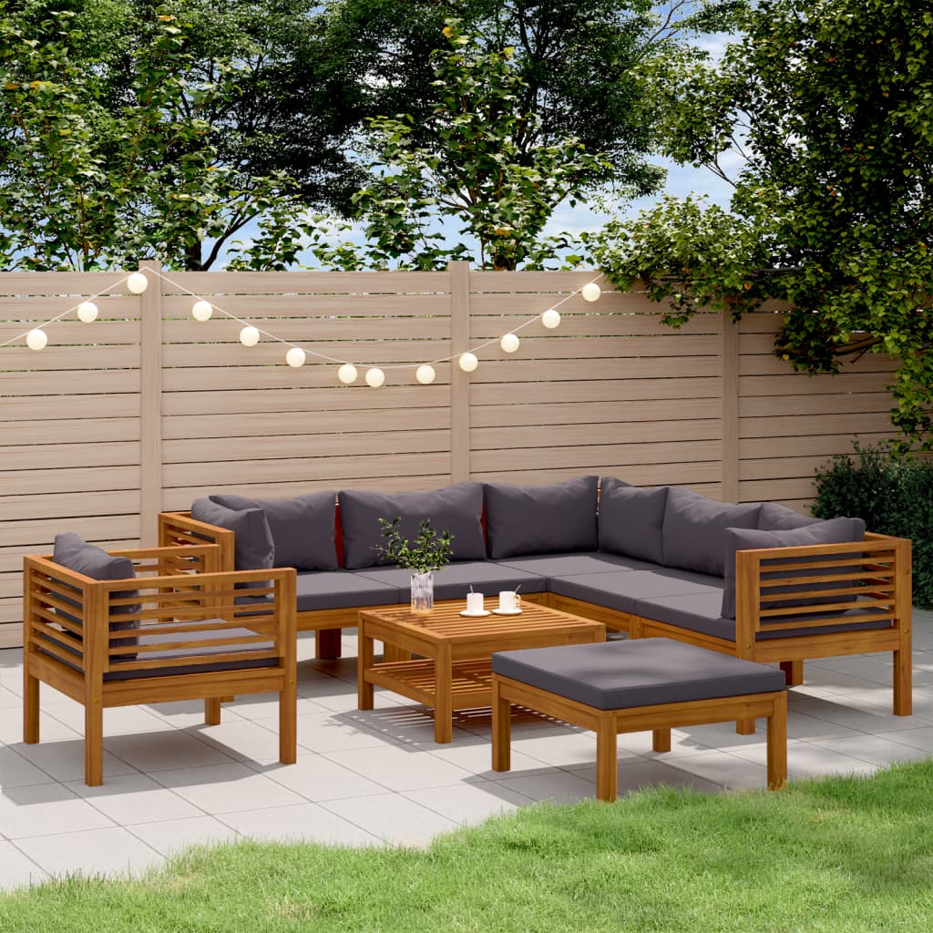 vida XL 8-tlg. Garten-Lounge-Set mit Auflage Massivholz Akazie