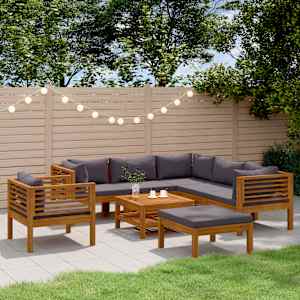 Vrtna sedežna garnitura 8-delna z blazinami trden akacijev les