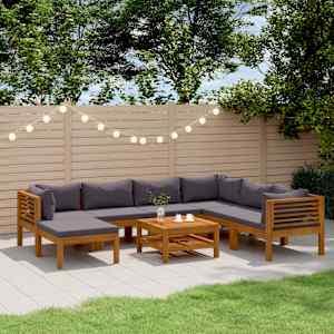 Vrtna sedežna garnitura 8-delna z blazinami trden akacijev les