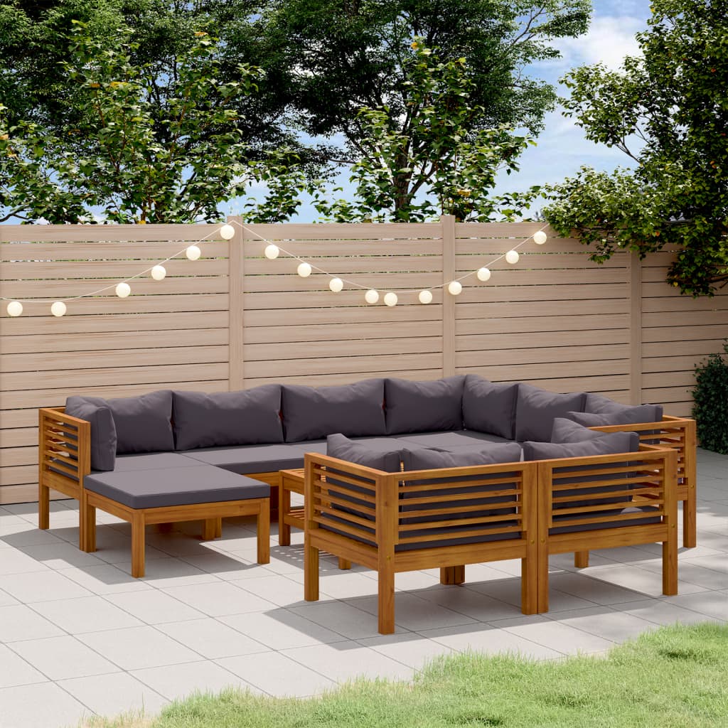 vidaXL 10-tlg. Garten-Lounge-Set mit Auflage Massivholz Akazie