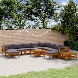 Vrtna sedežna garnitura 12-delna z blazinami trden akacijev les