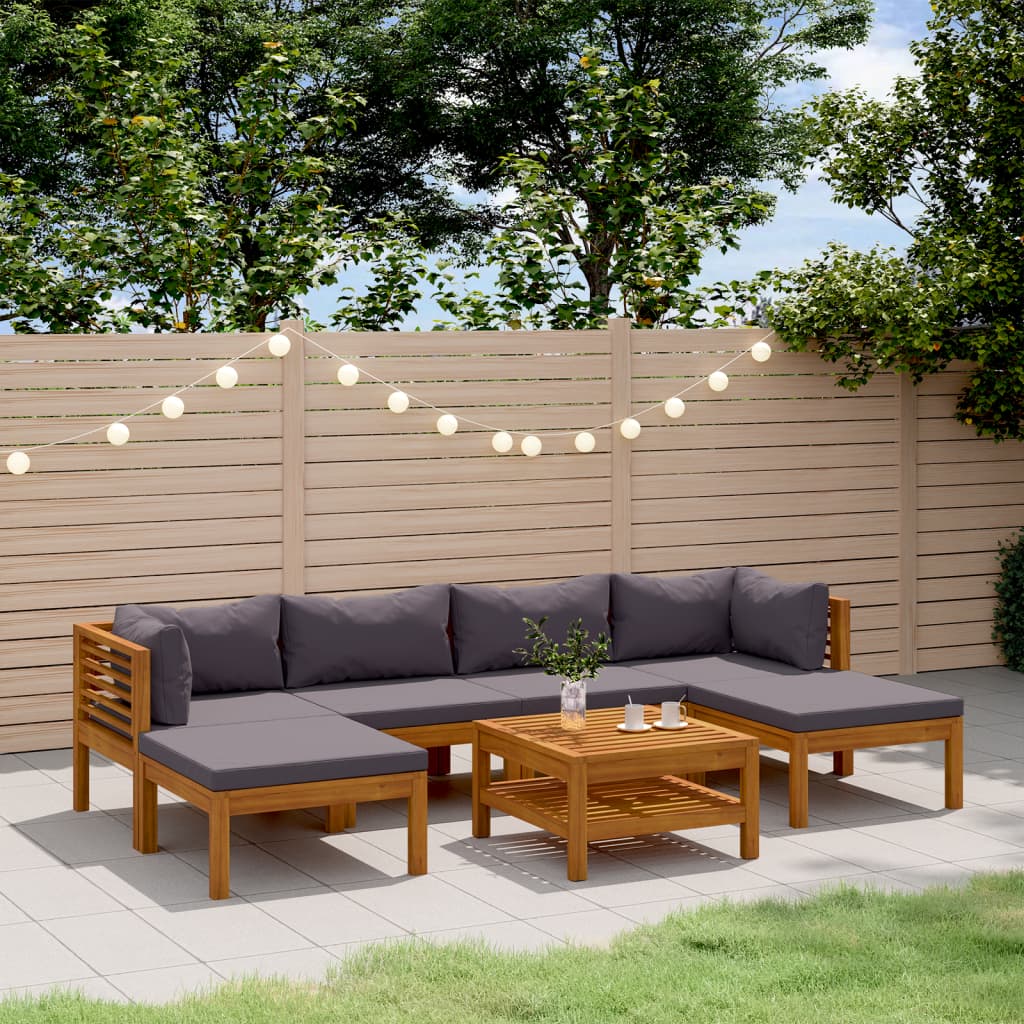 vida XL 7-tlg. Garten-Lounge-Set mit Auflage Massivholz Akazie