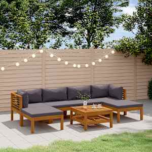 Vrtna sedežna garnitura 7-delna z blazinami trden akacijev les