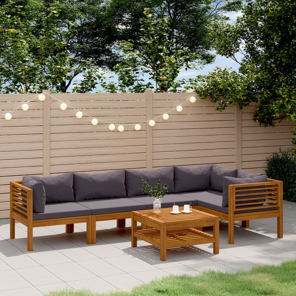 vidaXL 6-tlg. Garten-Lounge-Set mit Auflage Massivholz Akazie