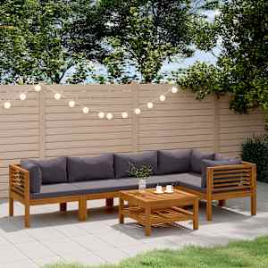 Vrtna sedežna garnitura 6-delna z blazinami trden akacijev les