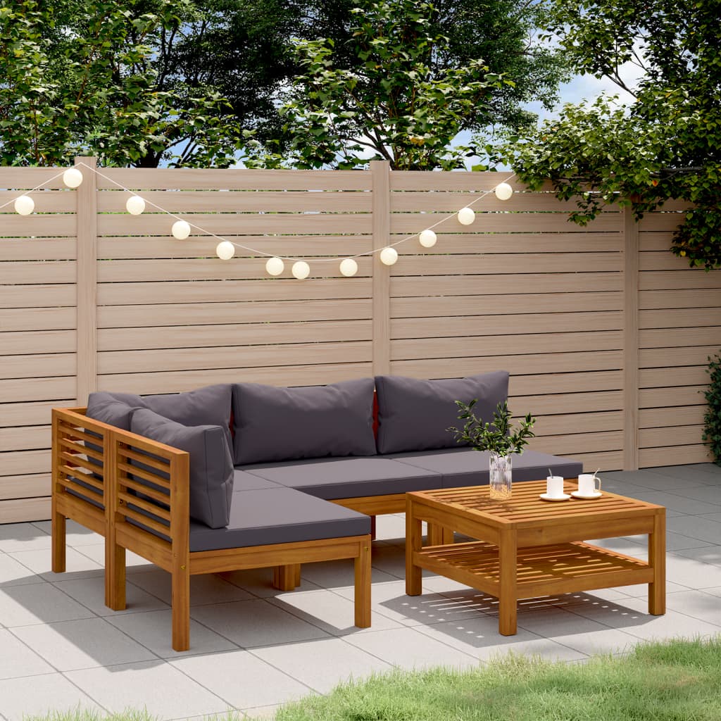 vidaXL 5-tlg. Garten-Lounge-Set mit Auflage Massivholz Akazie