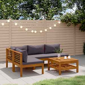 Vrtna sedežna garnitura 5-delna z blazinami trden akacijev les