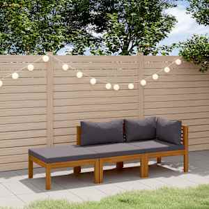 Vrtna sedežna garnitura 3-delna z blazinami trden akacijev les