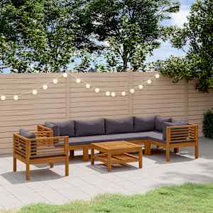 Vrtna sedežna garnitura 7-delna z blazinami trden akacijev les